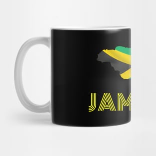 Jamaica map and flag with text Mug